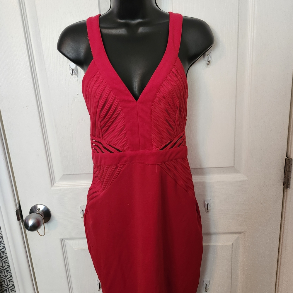 Avec Les Filles Vibrant Red Backless Dress